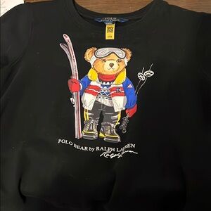 Polo by Ralph Lauren Kids Black Sweatshirt with Bear Ski Graphic